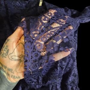 Elegant Lace Top in Deep Blue